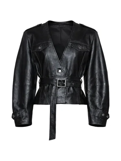 Ksubi Belted Leather Jacket In Black