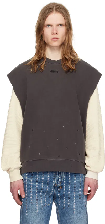 Ksubi Jupiter Slash Studded Sleeveless Cotton Sweatshirt In Black