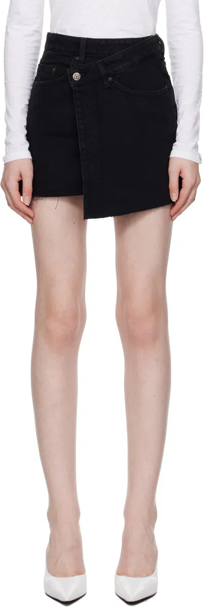 Ksubi Black Rap Denim Miniskirt