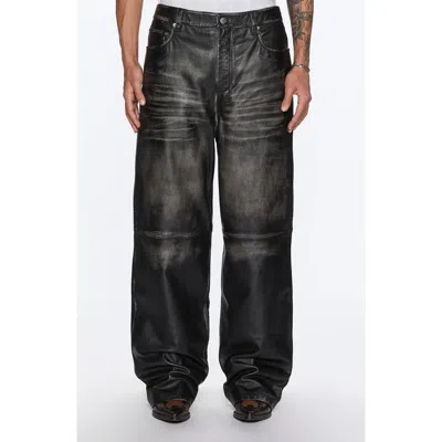 Ksubi Blackjack Maxx High Waist Relaxed Wide Leg Leather Jeans In Brown