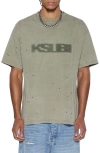 Ksubi Blasted Ekcess Oversize Distressed Graphic T-shirt In Gray