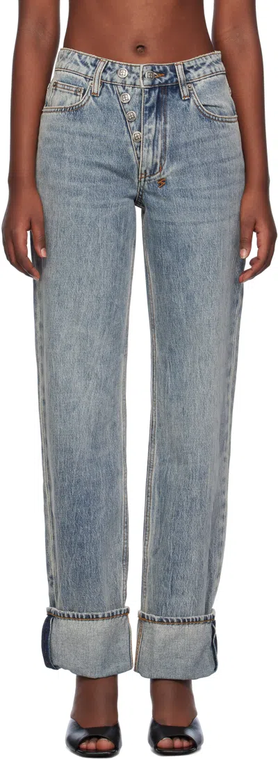 Ksubi Blue Brooklyn Cuffed Jeans In 098 Denim