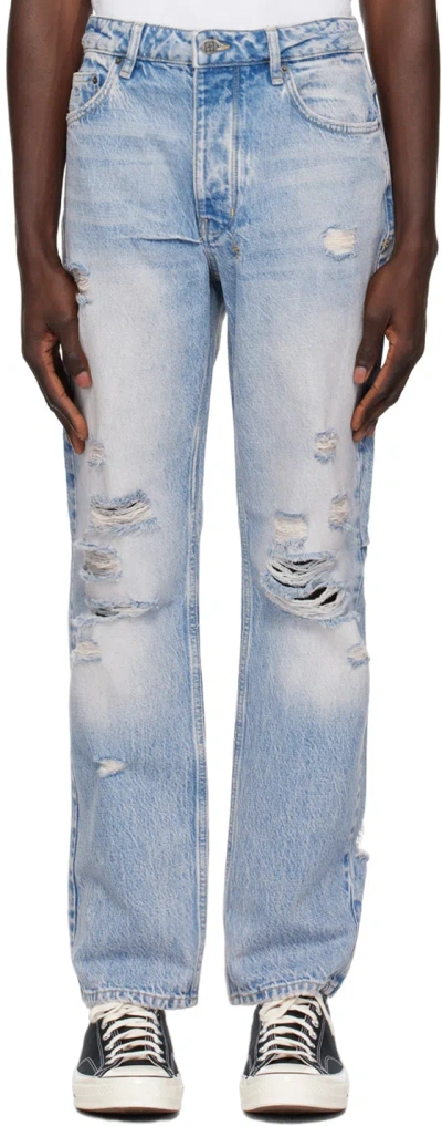 Ksubi Blue Hazlow Nu Heritage Trashed Jeans In Denim