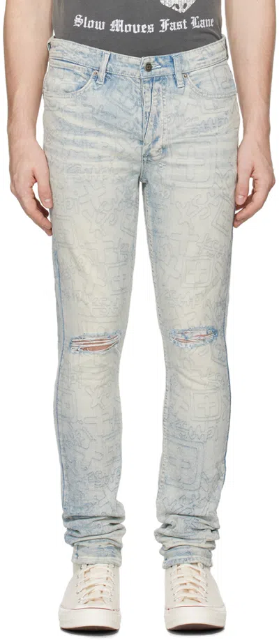 Ksubi Blue Van Winkle Stencil Legacy Jeans In Denim