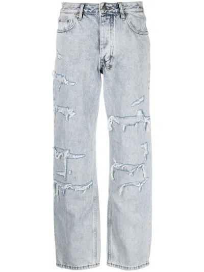 Ksubi Brooklyn Muse Repair Straight-leg Jeans In Blau