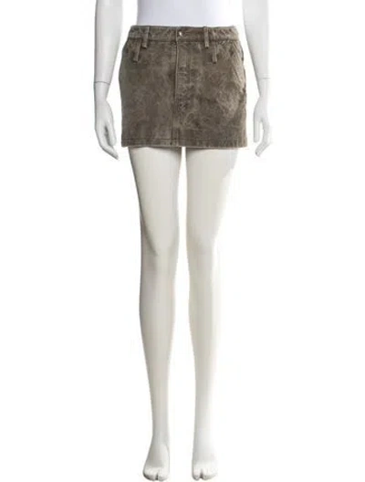 Pre-owned Ksubi Calf Leather Mini Skirt In Neutral