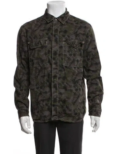 Pre-owned Ksubi Camouflage Print Long Sleeve Shirt In Green
