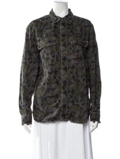 Pre-owned Ksubi Camouflage Print Long Sleeve Top In Multi