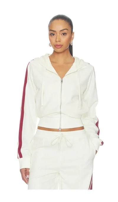 Ksubi Carter Slim Hoodie In Off White & Burgundy