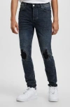 Ksubi Chitch Blue Kolla Slashed Stretch Skinny Jeans In Dark Blue