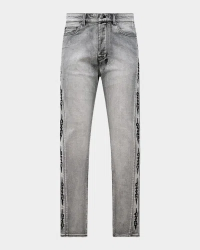 Ksubi Chitch Graphic Cotton Tapered-leg Jeans In Gray