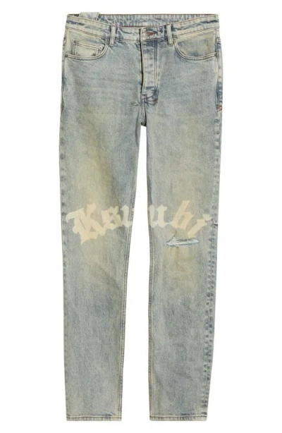 Ksubi Chitch Sture Trashed Idols Slim Tapered Leg Jeans In Blue