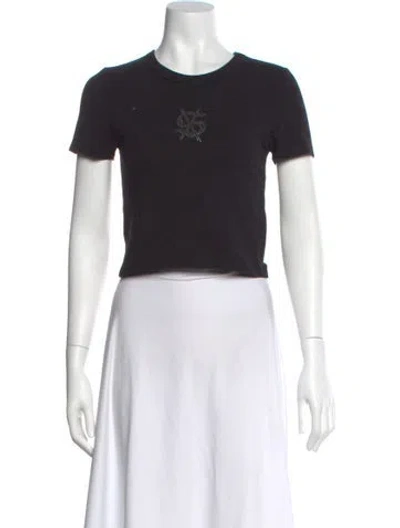 Pre-owned Ksubi Crew Neck Short Sleeve Crop Top In Black