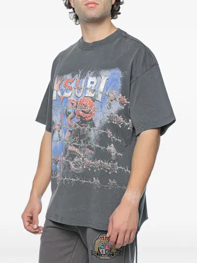 Ksubi Death Snake Ekcess Graphic-print Cotton T-shirt In Gray