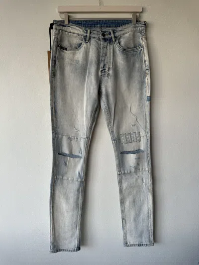 Pre-owned Ksubi Denim Jean Van Winkle 32 Small Medium Blue Light 2 Tone Rips