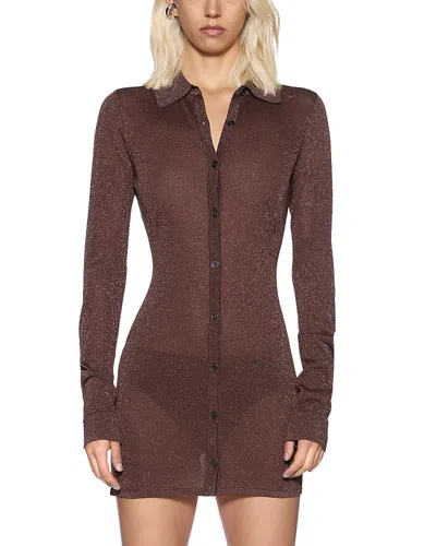 Ksubi Devin Long Sleeve Shirt Dress In Brown