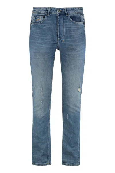 Ksubi Distressed 5-pocket Skinny Jeans In Blue