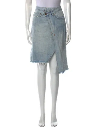 Pre-owned Ksubi Distressed Accents Knee-length Skirt In Blue
