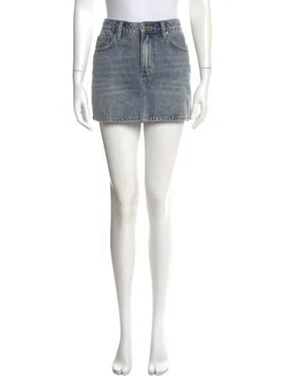 Pre-owned Ksubi Distressed Accents Mini Skirt In Blue