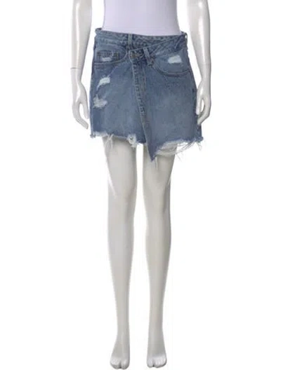 Pre-owned Ksubi Distressed Accents Mini Skirt In Blue