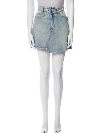 Pre-owned Ksubi Distressed Accents Mini Skirt In Blue