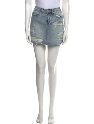 Pre-owned Ksubi Distressed Accents Mini Skirt In Blue