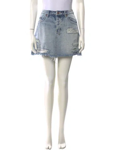 Pre-owned Ksubi Distressed Accents Mini Skirt In Blue