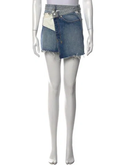 Pre-owned Ksubi Distressed Accents Mini Skirt In Blue