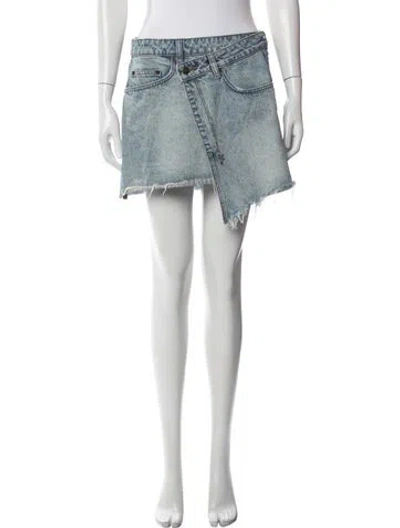 Pre-owned Ksubi Distressed Accents Mini Skirt In Blue