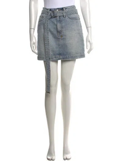 Pre-owned Ksubi Distressed Accents Mini Skirt In Blue