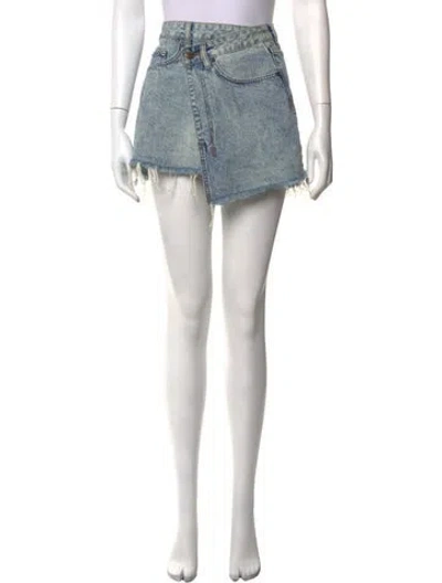 Pre-owned Ksubi Distressed Accents Mini Skirt In Blue