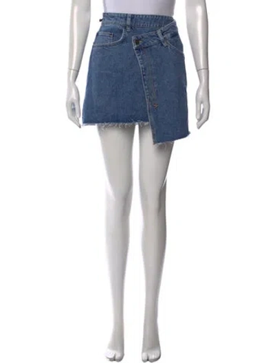 Pre-owned Ksubi Distressed Accents Mini Skirt W/ Tags In Blue