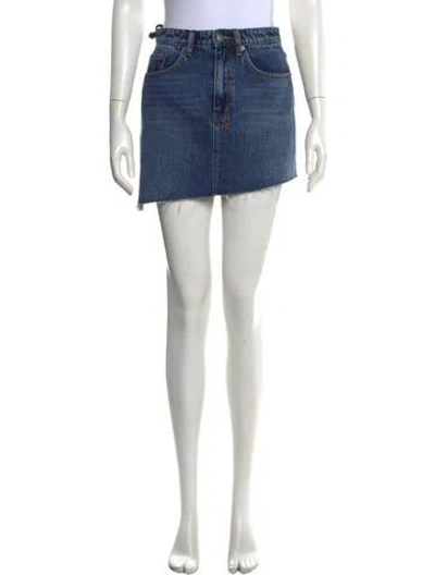 Pre-owned Ksubi Distressed Accents Mini Skirt W/ Tags In Blue