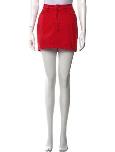 Pre-owned Ksubi Embroidered Accent Mini Skirt In Red