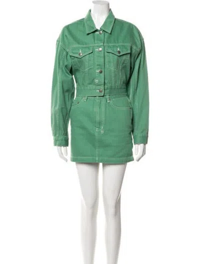 Pre-owned Ksubi Embroidered Accent Skirt Set In Green