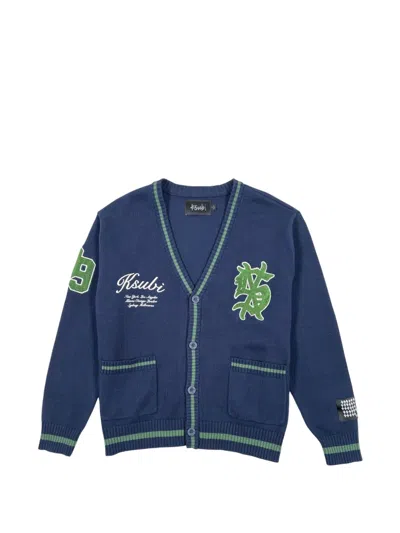 Ksubi Embroidered Patch Knit Cardigan In Blue