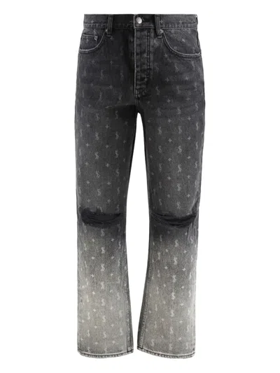 Ksubi Faded-dye Dollar-sign Jeans In Black