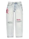 Ksubi Floral-embroidered Distressed Jeans In Blue