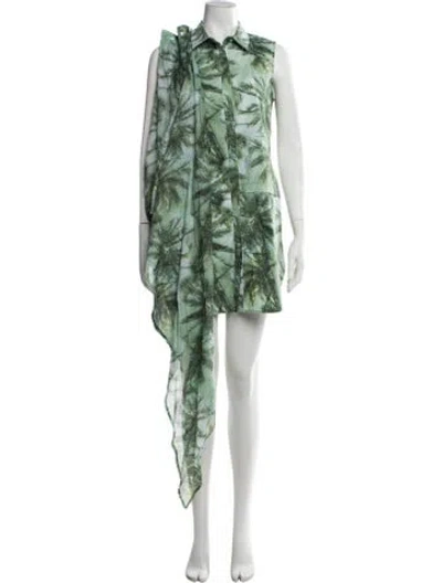 Pre-owned Ksubi Floral Print Mini Dress In Green