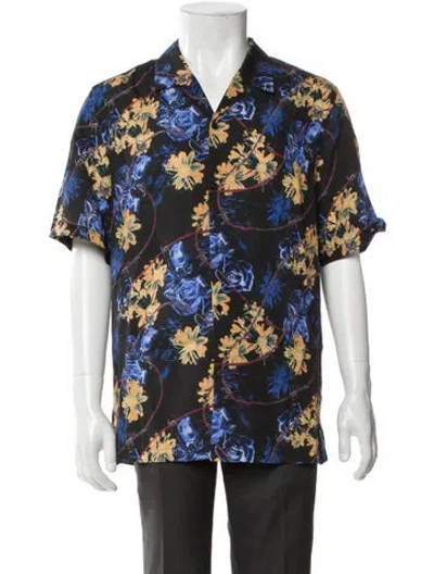 Pre-owned Ksubi Floral Print Short Sleeve Shirt W/ Tags In Blue