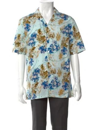 Pre-owned Ksubi Floral Print Short Sleeve Shirt W/ Tags In Green