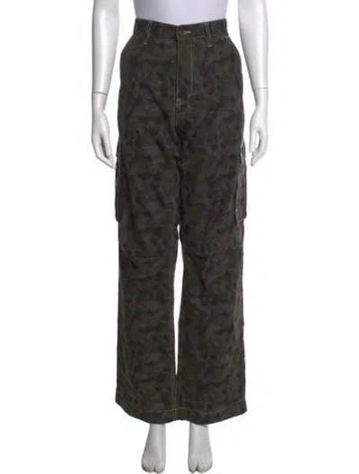 Pre-owned Ksubi Floral Print Wide Leg Pants In Green