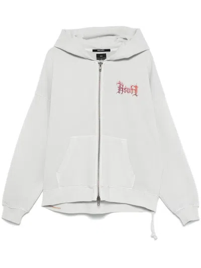 Ksubi Gray Fuego Ekcess Zip Thru Hoodie In White