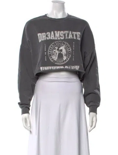 Pre-owned Ksubi Graphic Print Crew Neck Crop Top In Grey