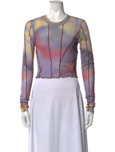 Pre-owned Ksubi Graphic Print Crew Neck Top In Purple