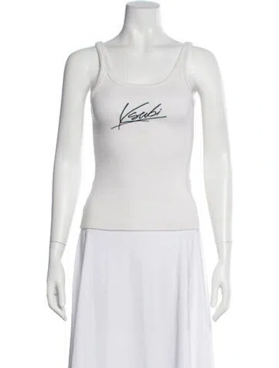Pre-owned Ksubi Graphic Print Crew Neck Top In White