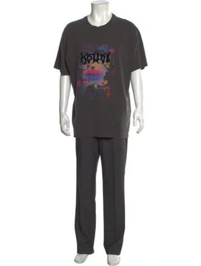 Pre-owned Ksubi Graphic Print Crew Neck T-shirt In Brown