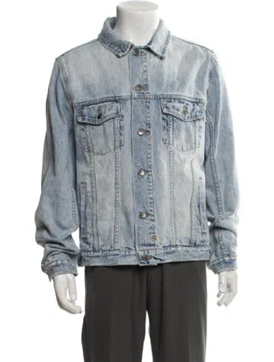 Pre-owned Ksubi Graphic Print Denim Jacket In Blue