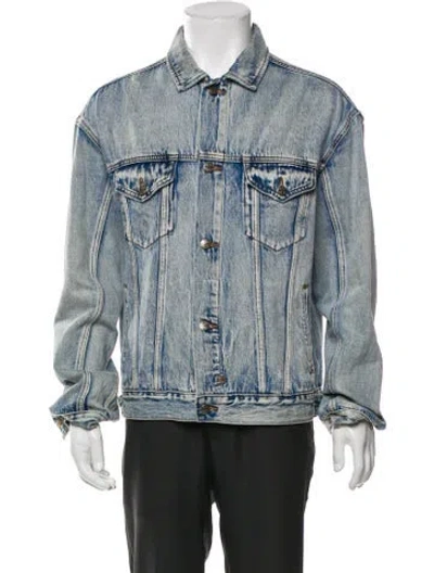 Pre-owned Ksubi Graphic Print Denim Jacket In Blue