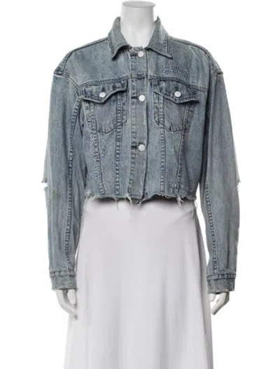 Pre-owned Ksubi Graphic Print Denim Jacket In Blue